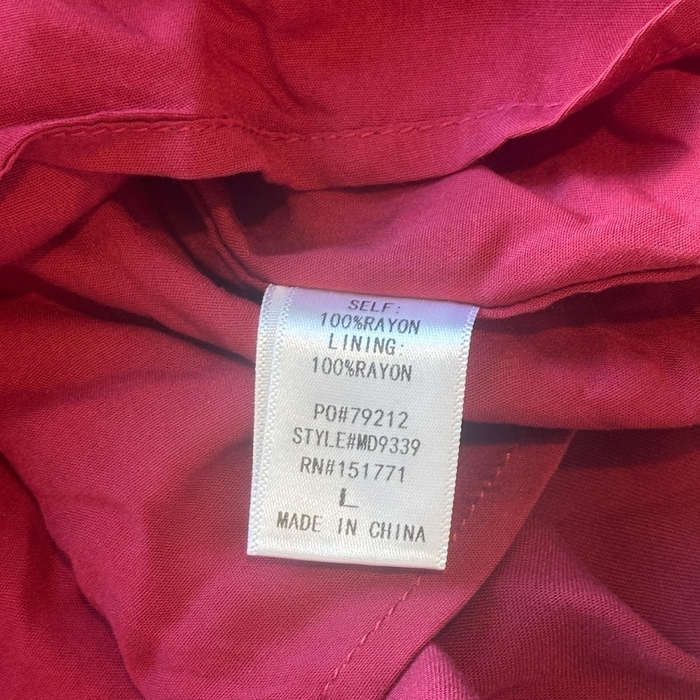 LE LIS Never Let You Down Babydoll Tie Strap Tiered Mini Dress Cranberry Large - Picture 5 of 5